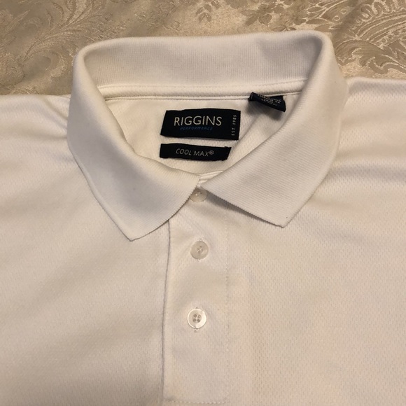 RIGGINS PERFORMANCE COOL MAX XL WHITE SHORT STRAIGHT SLEEVE GOLF SHIRT #… - Picture 4 of 9